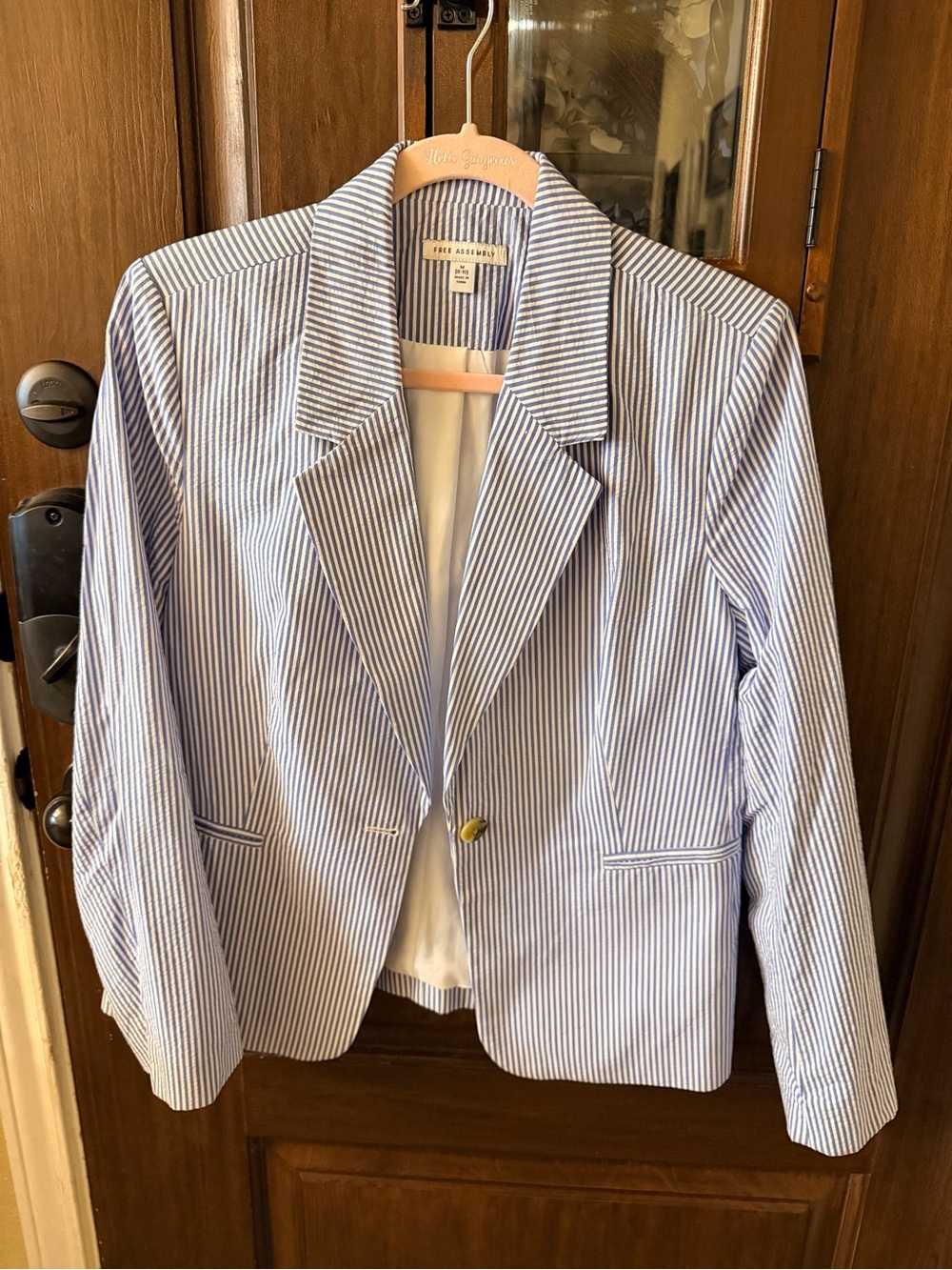 Fitted Blue & White Striped Blazer by J.Crew